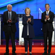 Jim Webb, Bernie Sanders, Hillary Clinton, Martin O’Malley and Lincoln Chafee take the stage for the first Democratic presidential primary debate Oct. 13, 2015, in Las Vegas.
Joe Raedle/Getty Images